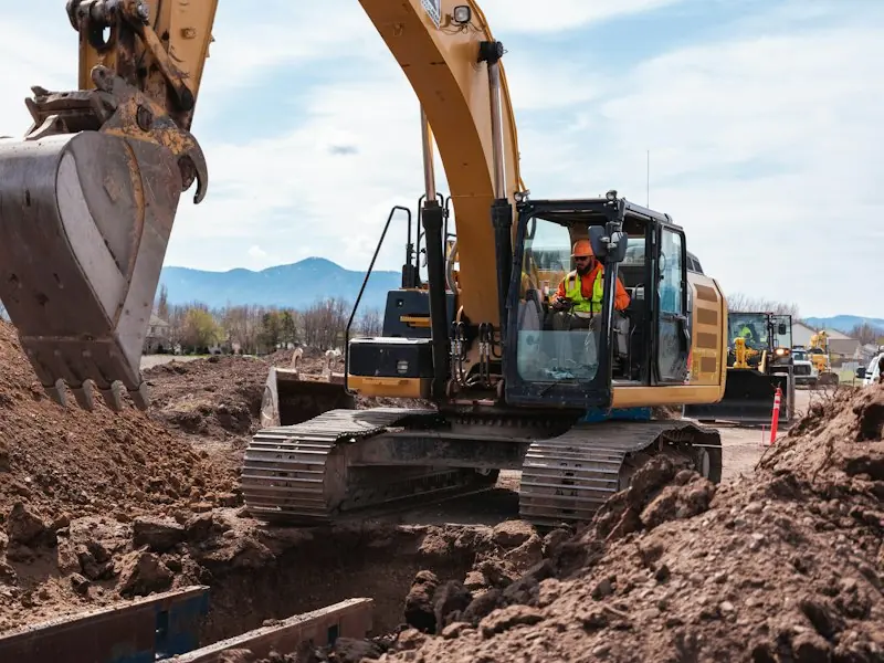 Bulldozer sur un terrain de terre battue